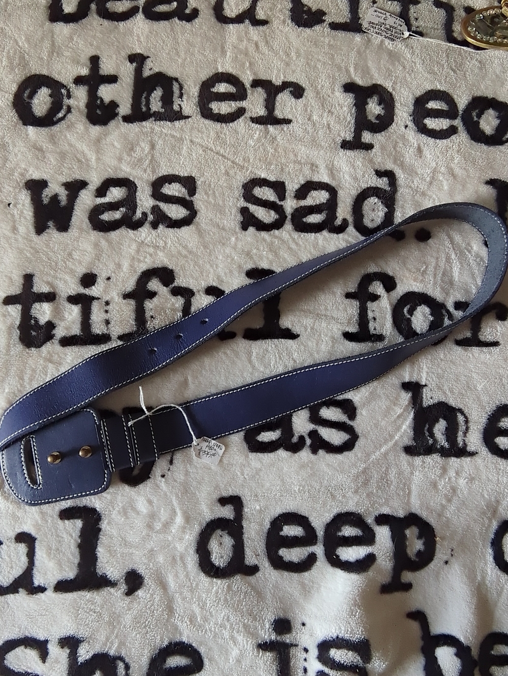 Norma Kamali Navy Leather Belt Bag with Contrast Stitching